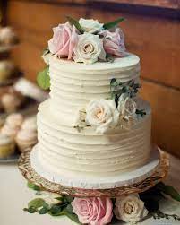Beautiful Small Two Tiered Textured Buttercream Wedding Cake With Custom Dessert Table By Bi Simple Wedding Cake Wedding Shower Cakes Wedding Anniversary Cakes