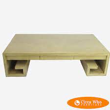Gray mother of pearl greek key legs white lacquer coffee table. Greek Key Coffee Table By Baker Circa Who