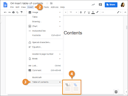 Select a location where you want to display the table of contents. Google Docs Table Of Contents Customguide