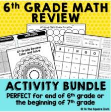 (1) developing understanding of and applying proportional relationships; Math Review Activities Middle School Math Test Review End Of Year Review Activities For Secondary Math Classroom To The Square Inch