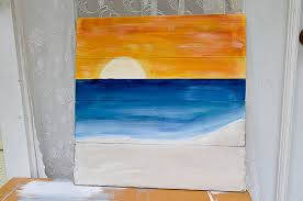 Orange sunset palms ocean watercolor illustration. Paint A Sunset Beach Scene Pamela Groppe Art