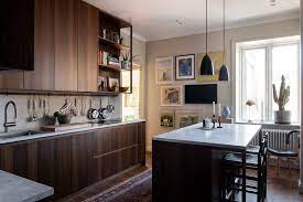 Walnut Kitchen Cabinets And An Eclectic