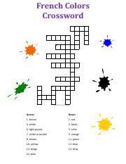 Spectrum color thomas joseph crossword answers. French Colors Crossword Pdf French Colors Crossword 1 4 2 5 6 7 8 9 10 11 12 13 14 U00a9 Puzzles To Print Com Across Down 1 Brown 2 Red 4 White 3 Black 6 Course Hero