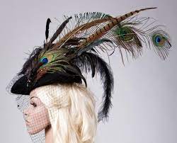 Fascinator Tricorn With Feathers Women S Hat With Veil Etsy Fascinator Elegant Hats Hats For Women