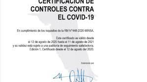 Ello sería violatorio de la constitución y la ley. Certificacion De Controles Contra El Covid 19 Gobierno Del Peru