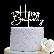 Happy birthday cake image with cherry and chocolate cream. Happy Birthday Cake Topper For Birthday Party Decorations Off White Acrylic Amazon Com Grocery Gourmet Food