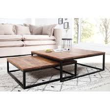 Couchtisch Beppo V2 2er Set Natur Schwarz Dezain De Wohnzimmer Set Couchtisch Massivholz Couchtisch