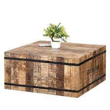 Product title zimtown rustic coffee table,wood and metal industrial cocktail table for living room, 46 inch brown average rating: Expedition Square Coffee Table Made Of Rustic Mango Wood Iron