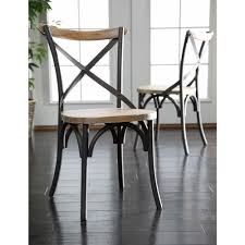 Walker Edison Furniture Company Brown Wood And Metal Dining Chair Set Of 2 Metal Dining Chairs Dining Chairs Rustic Dining Chairs