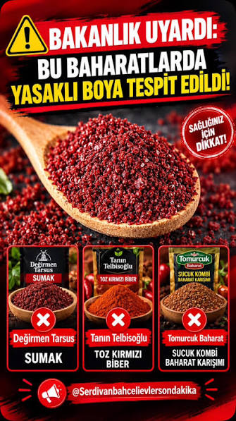Tarım ve Orman Bakanlığı'nın 22 Ekim 2026 tarihli “Sağlığı Tehlikeye  Düşürecek Gıdalar” listesinde 13 ürün kaydı yer aldı. Kayıtların 11'i sucuk  üretiminde kullanılan baharat ve harçlarla ilgili. Diğ