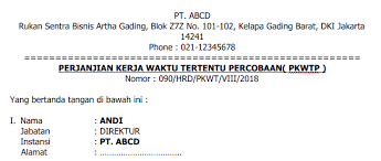 Dalam kontrak kerja harus memuat ; Contoh Surat Perjanjian Kerja Karyawan Lengkap Karyaone