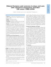 Pdf Clinical Features And Outcome In Dogs And Cats With Obsessive Compulsive Disorder 126 Cases 1989 2000