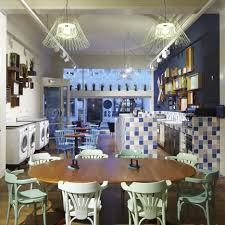 A Laundry Mat Cafe And Hair Salon In One Place And It S This Cute Get Out Toocutetohandle Dreamlaundryroom Laundry Shop Laundromat Business Design