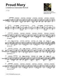 Proud Mary Creedence Clearwater Revival Drum Sheet Music Onlinedrummer Com Drum Sheet Music Sheet Music Drums Sheet