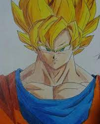 Dragon ball z super saiyan goku geek stuff pencil sketches paper crafts drawing halloween. Son Goku From Dragon Ball Z Drawing Using Colored Pencils Step By Step Procedures Steemit