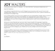 Community College Instructor Cover Letter Sample Cover Letter Templates Examples