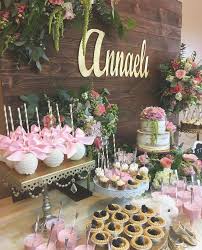 Bridal Shower Dessert Table Ideas Pretty Pink Desserts On Antique Gold Chandeli Bridal Shower Desserts Table Bridal Shower Desserts Baby Shower Vintage Girl