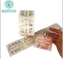 Perfume bottle clear labels gold foil print | Cosmetic labels