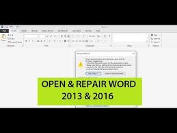 Microsoft Word How To Open And Repair Word Damaged File 2013 2016 Youtube