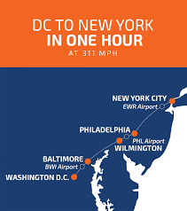191 miles or 307 km Northeast Maglev Dc To Nyc In One Hour