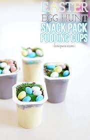 A camping party lends itself to some extra cool party activities. Easy Easter Dessert Egg Hunt Snack Pack Pudding Cups Bre Pea