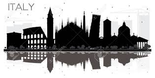 Nach unserer aktion #wirsindmehr hatten meine schüler ein enormes interesse an unserer welt. Italien Skyline Schwarz Weiss Silhouette Mit Reflexionen Lizenzfrei Nutzbare Vektorgrafiken Clip Arts Illustrationen Image 91436530