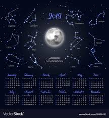 Calendar Moon Zodiac Constellations 2019 Night