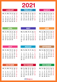 The 12 months calendars print out on 12 pages. 2021 Calendar Printable Free Pdf Colorful Red Orange Monday Start Nycdesign Co Calendars Printable Free