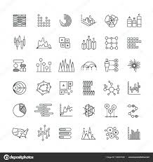 Statistics Business Graphs And Charts Outline Vector Icons