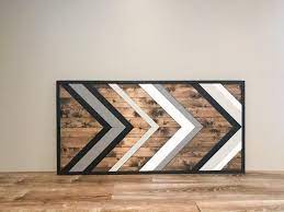 Black Gray And White Chevron Wall Hanging Handmade Etsy In 2021 Chevron Wall Chevron Wall Art Wood Wall Art