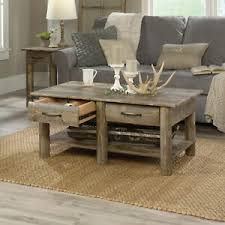 Twelve on main gave us a living room that holds both farmhouse and rustic styles really nicely. Coffee Table Rustic Farmhouse Storage Faux Drawer Wood Log Living Room Furniture 42666049726 Ebay