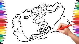 Collection of surf coloring pages black and white (24) silver surfer coloring page girl surfing coloring page How To Draw Sports Surfer Girl Coloring Pages For Kids How To Draw For Children Youtube