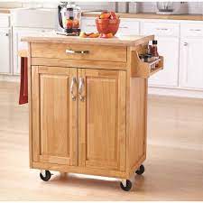 Mainstays Kitchen Cart With Drawer Spice Rack Towel Bar Butcher Block Top White Walmart Com Portable Kitchen Island Kitchen Island Cart Kitchen Cart With Drawers