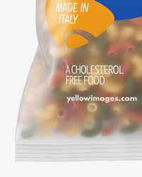 Frosted Plastic Bag With Tricolor Chifferini Pasta Mockup In Bag Sack Mockups On Yellow Images Object Mockups