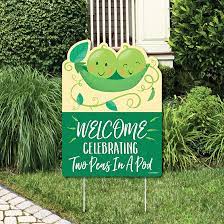 Amazon.com : Big Dot of Happiness Double the Fun - Twins Two Peas in a Pod  - Party Decorations - Baby Shower or First Birthday Party Welcome Yard Sign  : Patio, Lawn & Garden