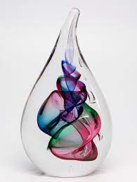 Adam Jablonski Signature Series Colorful Glass Tear Drop Sculpture Paperweight Hand Blown Glass Art Sculpture Tiffany Glass Art Art Glass Paperweight