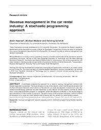 It is an online system through which customers can view available cars and book a car. Pdf Revenue Management In The Car Rental Industry A Stochastic Programming Approach