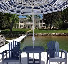 Seaside Casual Portsmouth Adirondack Chairs And Table By Bell Tower Lake House Living Co Outdoor Design Lake House Exterior Design