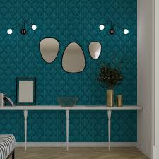 Papier Peint Intisse Charleston Coloris Bleu Paon Papier Peint Papier Peint Intisse Tapisserie Bleu