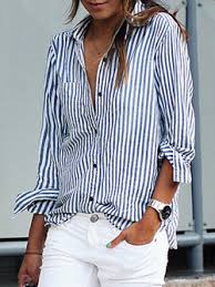 Black And White Vertical Striped Shirt Outfit Shirt Collar Buttoned Long Sleeve Plus Size Shirt Striped Long Sleeve Shirt Vertical Striped Shirt Fashion