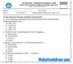 Soal dan jawaban yang disajikan dalam bentuk pilihan ganda dan essay ini merupakan contoh soal untuk latihan menghadapi ulangan tengah semester (uts) atau penilaian tengah semester (pts). Soal Ulangan Harian Matematika Kelas 6 Bab 1