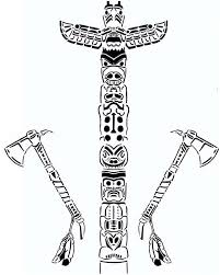 Made by northeast peoples (?). Native American Totem And Tomahawk On Native American Day Coloring Page Coloring Sun