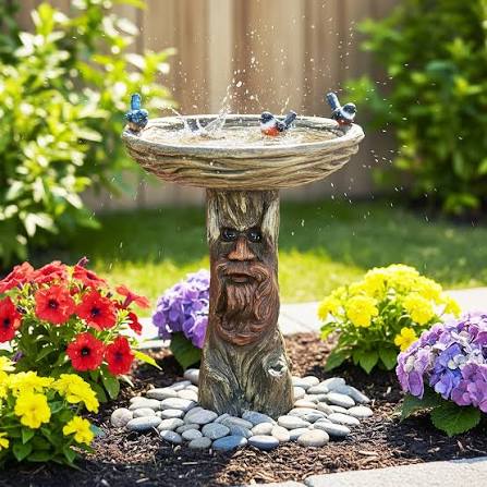 Old Man Tree Face Bird Bath