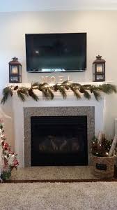 Christmas Mantle With Tv I Like The Lanterns Christmas Mantle Christmas Fireplace Decor Christmas Mantle Decor