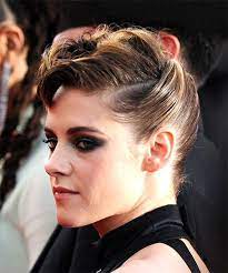 Kristen Stewart Short Wavy Brunette Mohawk Hairstyle