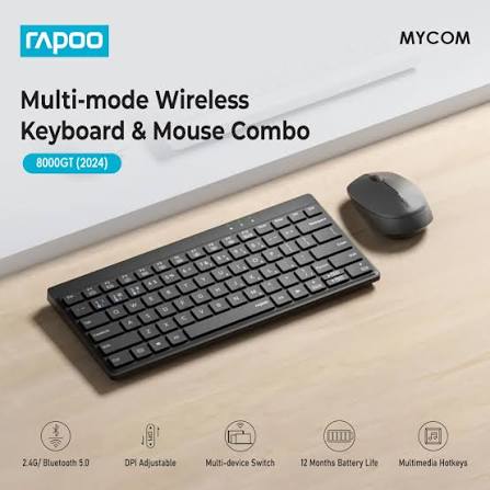Rapoo 8000GT Multi-mode Wireless Keyboard & Mouse Combo 80-key Compact Key  Layout With Numeric Keys. Experience the perfect blend of portability and  productivity. By activating the NUM key, instantly switch to the