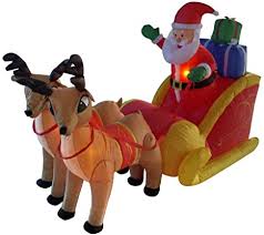 Get free shipping on qualified christmas yard decorations or buy online pick up in store today in the holiday decorations department. Amazon Com 6 Foot Long Christmas Inflatable Santa On Sleigh With Reindeer Yard Decoration Lights Decor Outdoor Indoor Holiday Decorations Blow Up Lighted Yard Decor Lawn Inflatables Home Family Outside Home Kitchen