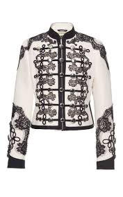 Dolce Gabbana Button Lace Detail Military Jacket In White Black Modesens Military Inspired Jacket Military Fashion White Lace Jacket