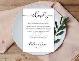 Thank You Reception Card Black And White Wedding Thank You Etsy Place Setting Cards Wedding Thank You Cards Reception Place Settings