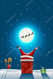 Chimney definition, a structure, usually vertical, containing a passage or flue by which the smoke, gases, etc., of a fire or furnace are carried off and by means of which a draft is created. Santa Claus Stuck In The Chimney Reindeers Run Away Sled And Gifts Falls Down Premium Vector In Adobe Illustrator Ai Ai Format Encapsulated Postscript Eps Eps Format